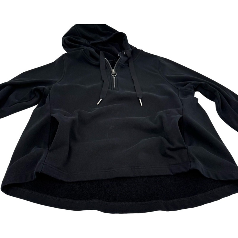 ATHLETA Large Cozy Karma Half Zip Hoodie Black Fleece High-Low Sporty Cozy *FLAW - Picture 9 of 13